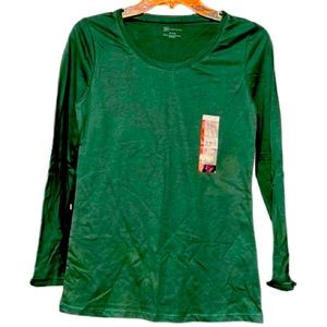 ⭐️ 5/$25 NoBo NWT green long sleeved crew neck stretchy shirt women M